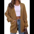 thumbnail image 1 of Cárdigan Extragrande de Punto Suave para Mujer con Bolsillos Camello XXL, 1 of 6