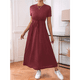 thumbnail image 4 of Vestido Informal de Corta para Mujer, con Bolsillos, Color Vino Tinto XXL, 4 of 8