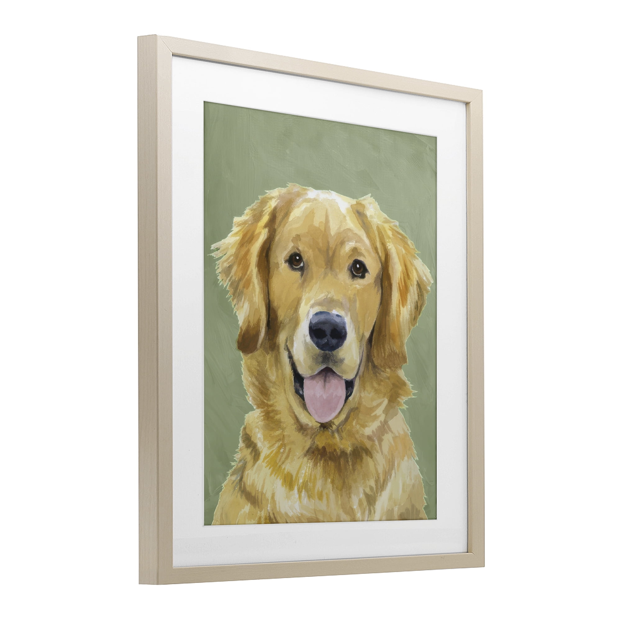 Stupell Industries Smiling Golden Retriever Portrait Birch Framed Print Under Glass, design by Lil' Rue
