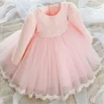 thumbnail image 5 of Vestido de manga larga para niña recién nacida, boda, Año Nuevo, encaje, fiesta infantil, primer cumpleaños, princesa, vestido de bautizo, color rosa, 5 of 5