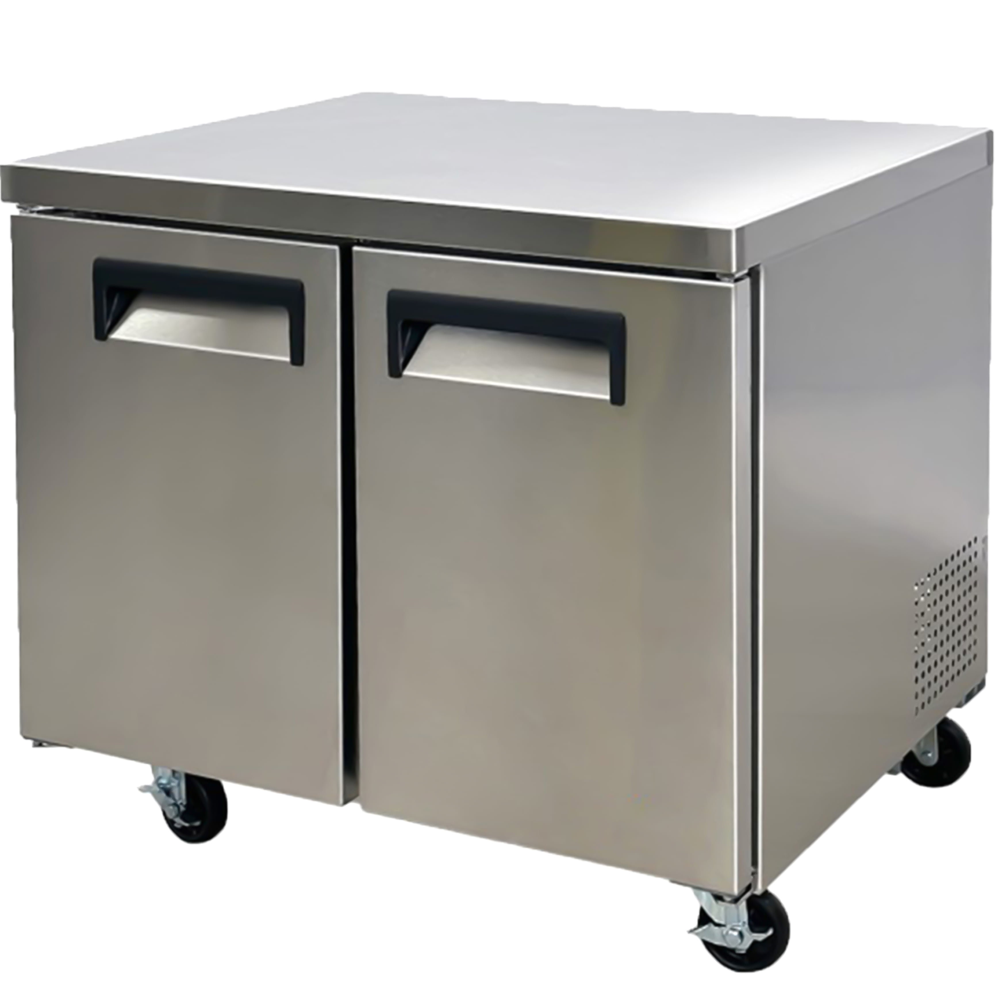 NSF 36.5 in. Commercial Freezer Worktop Undercounter Freezer,  2 Door Stainless Steel Counter Fan Cooling Freezer 13 Cu.Ft. for Restaurant, Bar, Shop