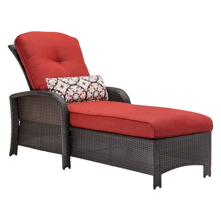 Hanover Strathmere Outdoor Luxury Chaise Lounge, Crimson Red
