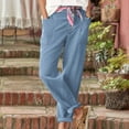 thumbnail image 5 of Charmgo Womens Capris for Summer, Women's Spring/Summer Breasted Cotton Linen Loose Casual Pants Linen Pants for Women Trendy, Capri Pants for Women Blue, 5 of 9