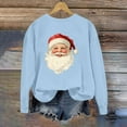 thumbnail image 4 of asdoklhq Christmas Crew Neck Sweatshirts Women's Round Neck Printed Loose Fitting Long Sleeve Hoodless Sweatshirts Light Blue 2X, 4 of 7