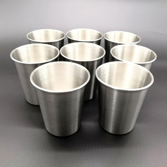 EASTIN 8pcs Heavy-Duty Stainless Steel Cups - Commercial & Home Use Stackable Non-Breakable Drinkware Space-Saving Design Ideal for Parties Camping Travel Bars - Perfect Replacement