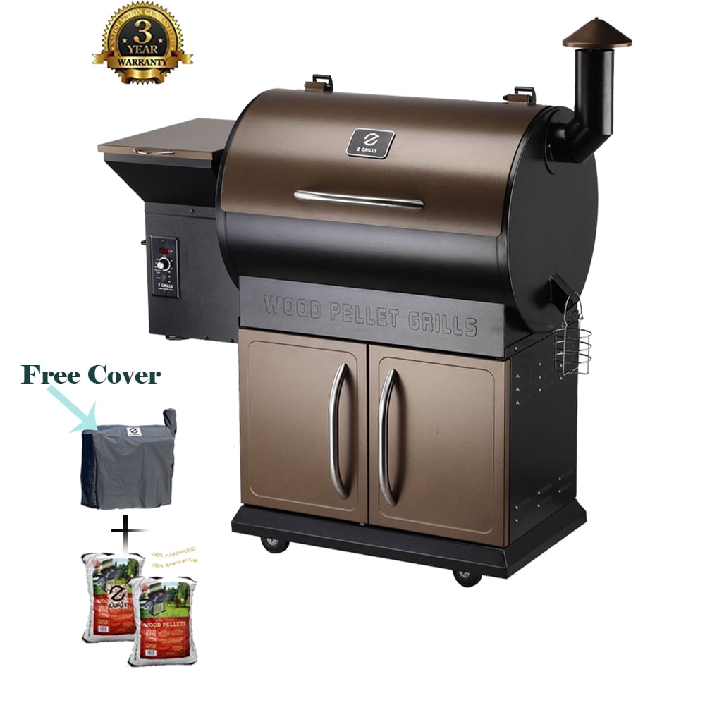 Z Grills Wood Pellet Fired Grill & Smoker with Patio Cover, 7 in 1