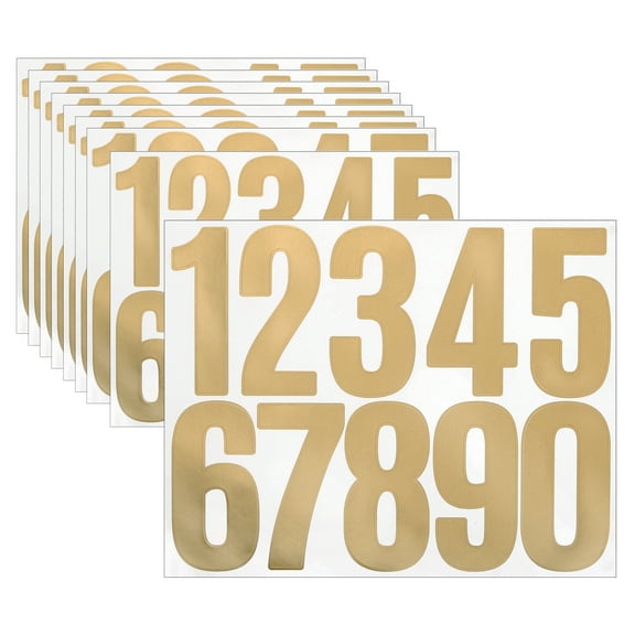 Uxcell 10 Sheets Vinyl House Numbers 3 Inch Self-Adhesive Number Stickers, Gold