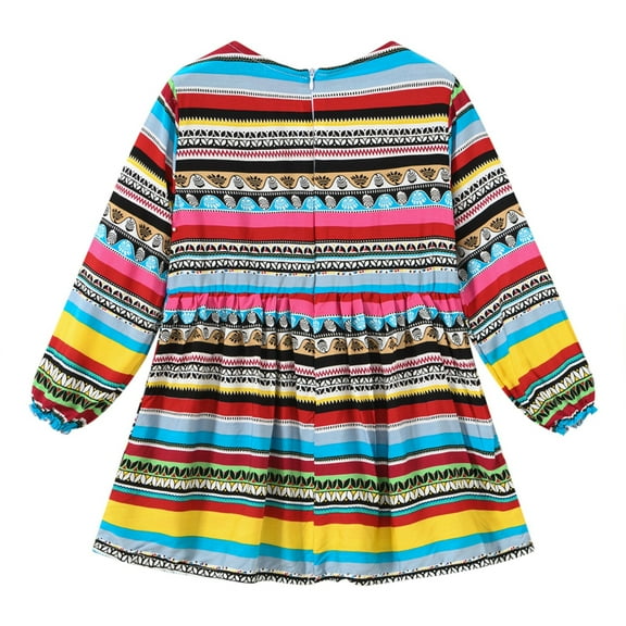 Fesfesfes Toddler Baby Girl Fashion Long-sleeved Dress Floral Vintage Printed Girls Dress Suit On Sale