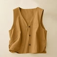 thumbnail image 2 of ZyeKqe Button down Cotton Linen Tank Tops for Women Sleeveless V Neck Lightweight Loose Comfy Summer Vest, 2 of 6
