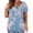 Sky Blue, variant on Ichuanyi Womens Shirts , Women Plus Size V-neck Flowers Print Button Short Sleeve Tops T-Shirt Blouse