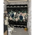 thumbnail image 5 of Skull Rose Flowers Shower Curtain Set ，Waterproof Fabric Shower Curtains Horror Skeleton Navy Flowers Leaves Black Shower Curtains for Bathroom,Bathroom Decor 36"x72", 5 of 6