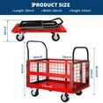 thumbnail image 2 of Platform Truck Cart with Cage,6-in-1 Multi-Purpose Flatbed Cart with 4 Wheels,Foldable Hand Truck,1800 Load Capacity,Heavy Duty Flat Bed Carts for Grocery, Laundry, Garage, Warehouse, 2 of 7