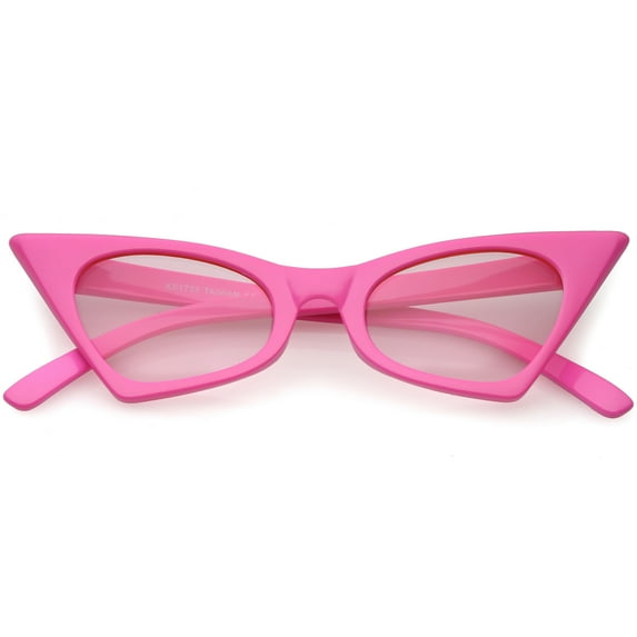 Retro Small High Pointed Cat Eye Sunglasses Tinted Colored Oval Lens 46mm (Pink / Light Pink)