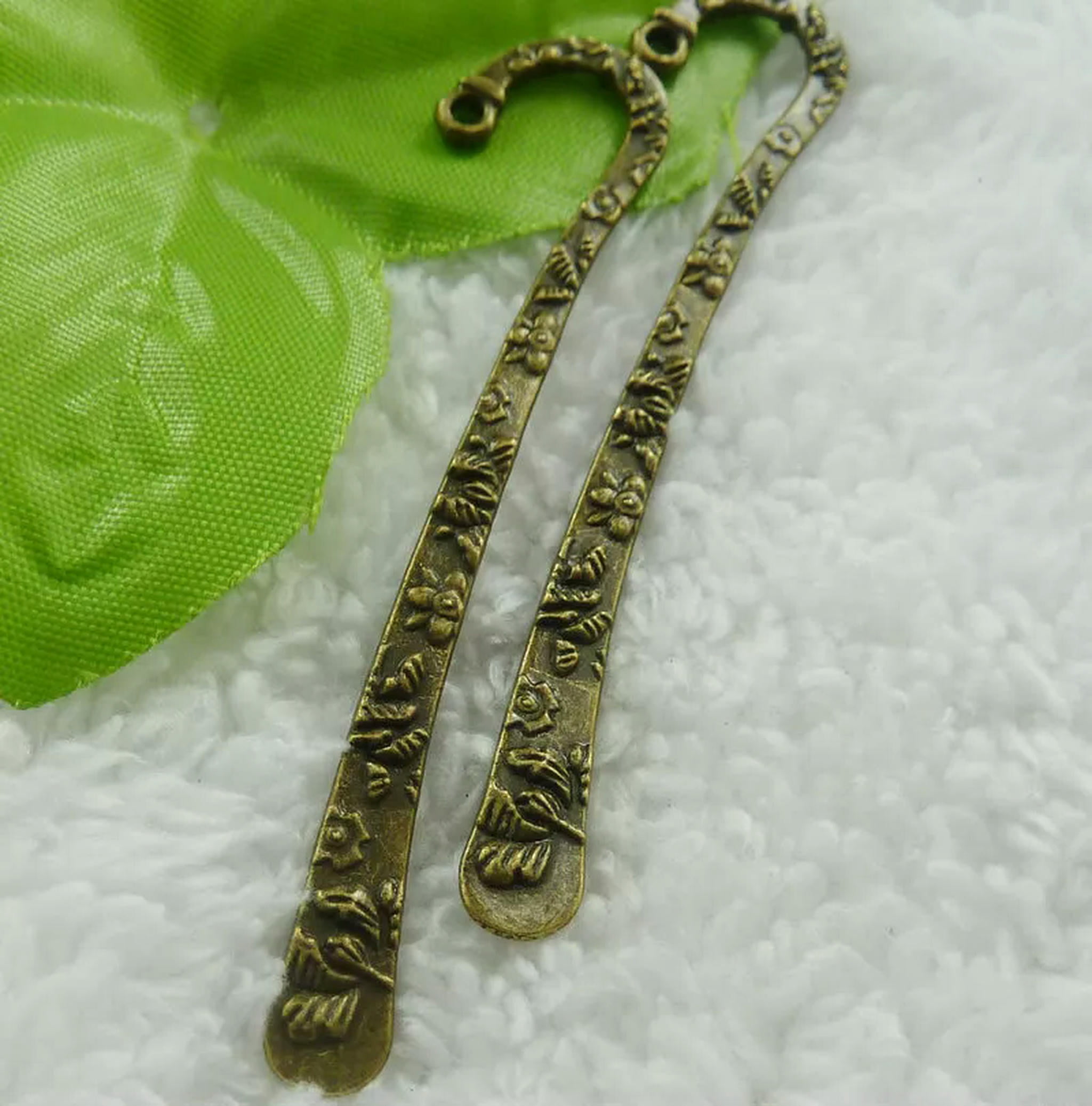 HOOUN 80 pcs bronze plated flower bookmarks 81x16mm B2066