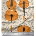thumbnail image 1 of Soimoi White polyester Crepe Fabric Notes & Violin Musical Instrument Decor Fabric Printed Yard 42 Inch Wide, 1 of 3