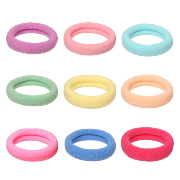 Laklulu 100 piezas de lazos para el cabello grandes y coloridos, bandas para el cabello de algodón, soportes para cola de caballo sin costuras para mujeres, elásticos para el cabello
