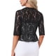 thumbnail image 3 of INSPIRE CHIC Chaqueta Bolero Ligera de Manga Corta con Volantes de Encaje Floral para Mujeres XS Negra, 3 of 6
