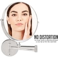 thumbnail image 4 of OVENTE 9" Wall Mounted Makeup Mirror with 1X/7X Magnification, Double Sided Magnifying Round Bathroom Vanity Mirror, 360° Swivel Design, Extendable and Folding Arm, Polished Chrome MNLFW90CH1X7X, 4 of 9