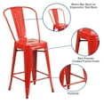 thumbnail image 6 of Flash Furniture Commercial Grade 4 Pack 24" High Red Metal Indoor-Outdoor Counter Height Stool with Removable Back, 6 of 14