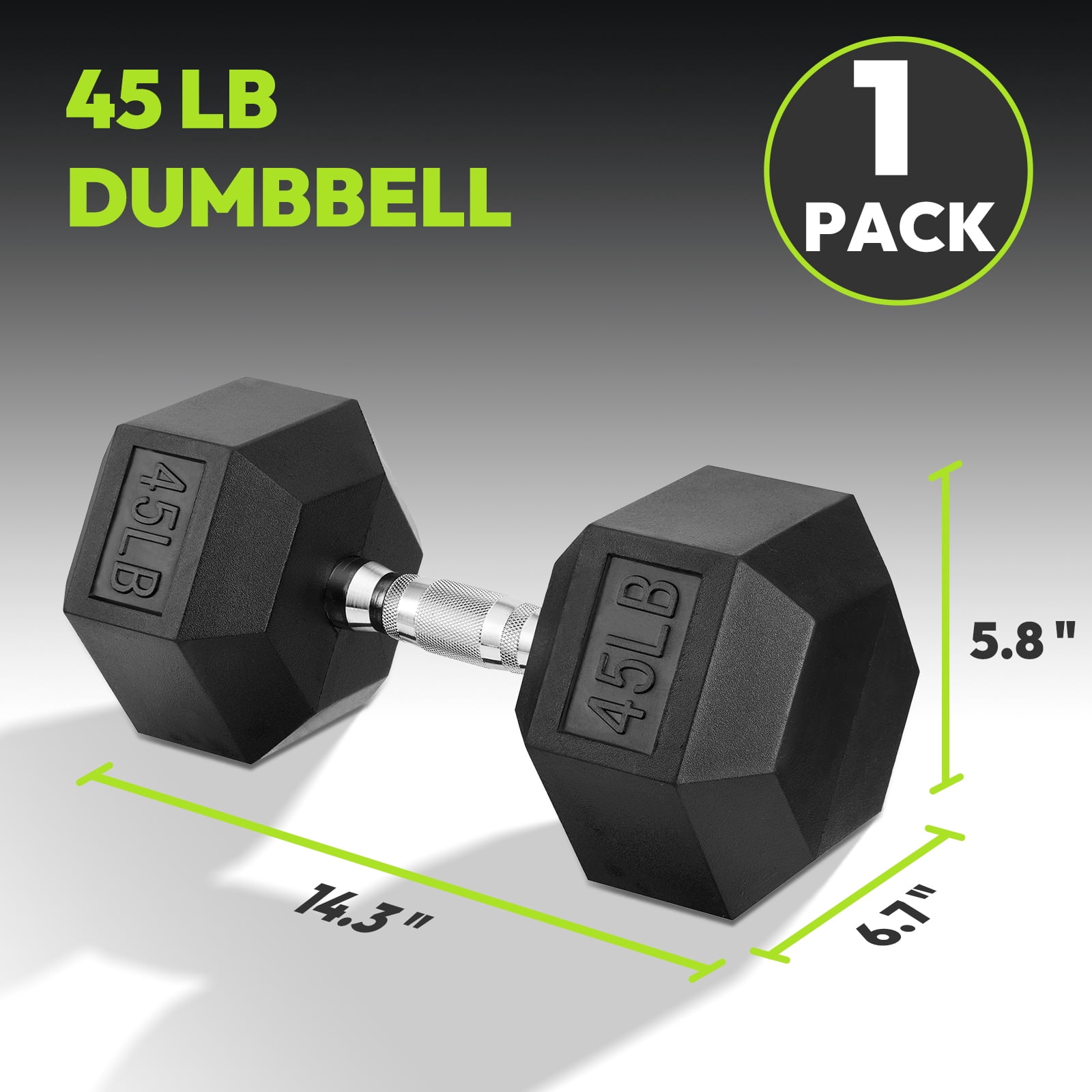 Hex Dumbbell Rubber Encased Hex Dumbbell Exercise & Fitness Hex Dumbbell, Hand Weight For Strength Training /45 LB