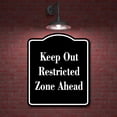 thumbnail image 2 of Keep Out Restricted Zone Ahead BLACK Aluminum Composite Sign 15''x18'', 2 of 9