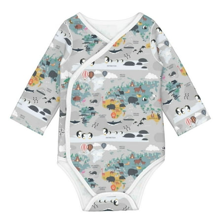 

Matuu The World Map with Cartoon Animals for Baby Long-Sleeve Bodysuit Soft Cotton Comfortable and Breathable Perfect for Newborns and Infants