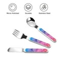 thumbnail image 3 of Easygdp Rainbow Glitter Cute 3-Piece Flatware Set Kids Silverware, Stainless Steel Toddler Kids Utensils Safe for Preschooler Children, 3 of 8