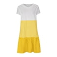 thumbnail image 4 of CHOK Robes en Lin pour Femmes Été Grande Taille Manches Courtes Col en V Longueur Genou Robe Ample Décontractée Confortable Plage 2024 Soldes, 4 of 7