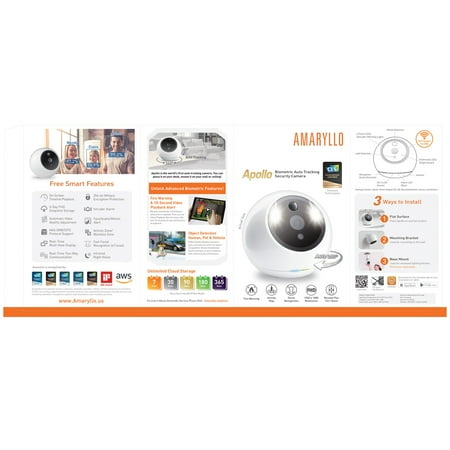 Amaryllo - Apollo Biometric Auto-Tracking Indoor Security Camera - White