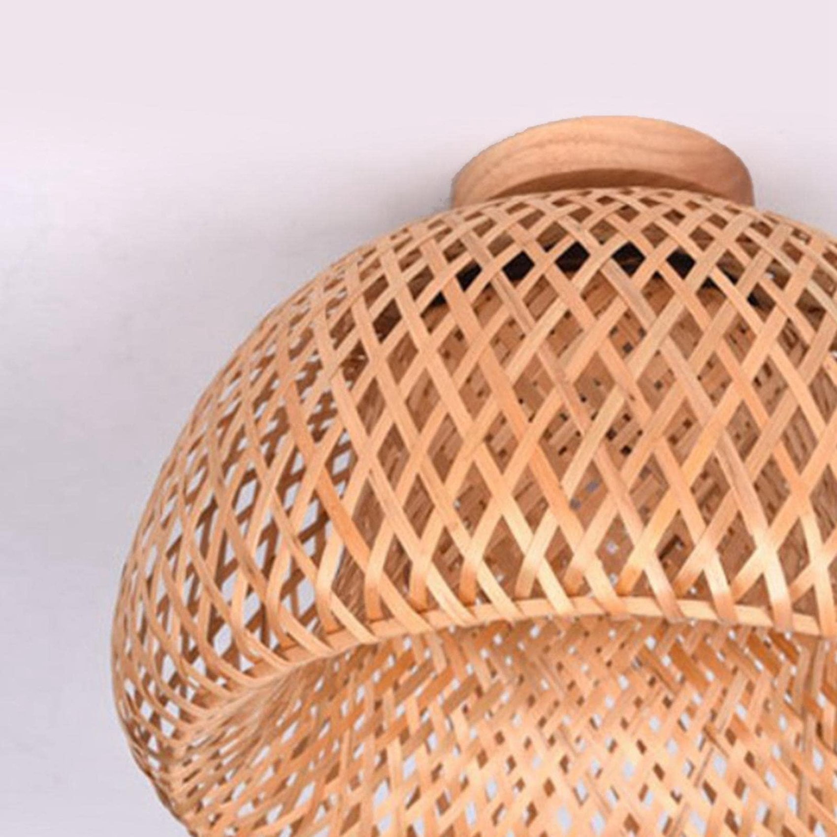 Bamboo Wicker Rattan Light Fixture Flush Mount Hanging Ceiling Lamp for Living Room Bedroom Dining Room,30X18cm