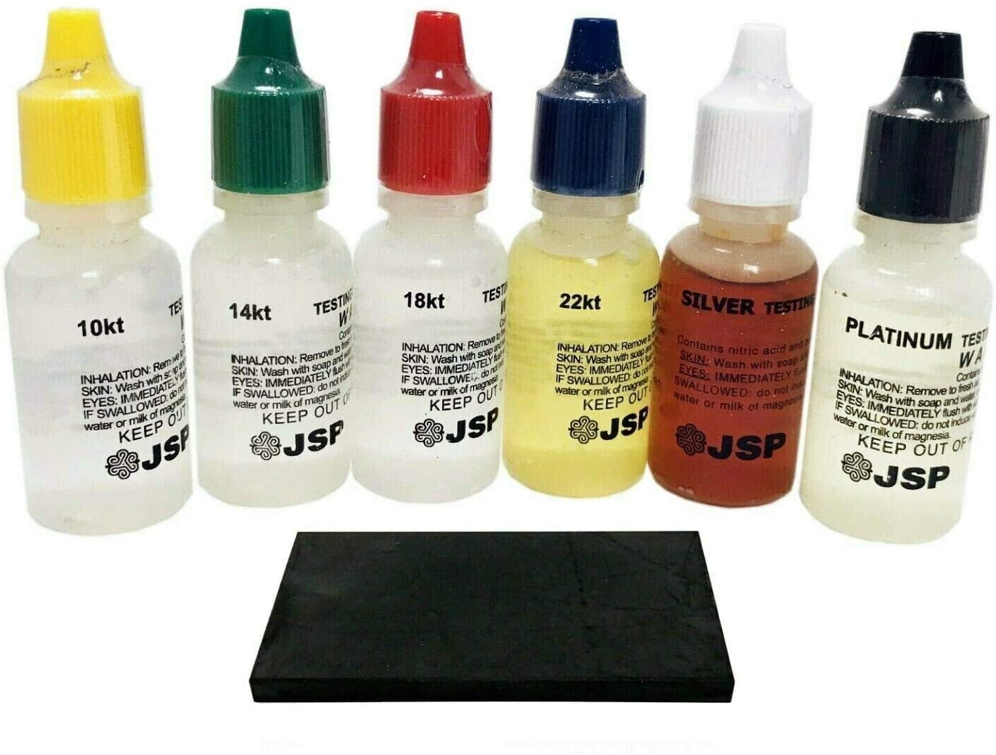 JSP Gold, Silver, and Platinum Testing Acid Solutions Kit With Test