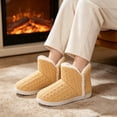 thumbnail image 6 of Xfvqtps Knit Slipper Boots for Womens up to Ankle Plush Lined Fuzzy Solid Color Slip on Soft Sole Memory Foam Non Slip Insulated Warm Winter Snow Boots Yellow, 6 of 9