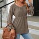 thumbnail image 5 of Top Plisado Con Cuello Redondo Para Mujer, Blusa Elegante De Manga Larga, Túnica Básica De Verano, Tops Holgados Informales De Negocios, 5 of 7
