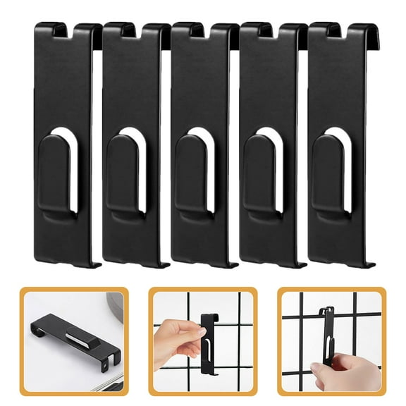 Masteelf  10 Pcs Grid Hook Picture Wire Plate Hangers for Walls Clothes Hanging Rack Black