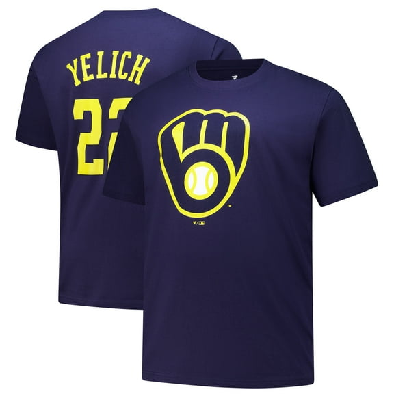 Men's Fanatics Christian Yelich Navy Milwaukee Brewers Big & Tall Name & Number T-Shirt