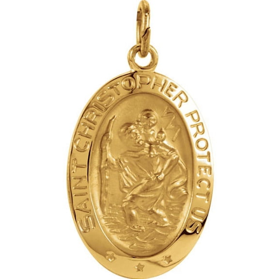 14K Yellow Gold 19x14mm Oval St. Christopher Medal