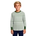 thumbnail image 4 of Xdegoge Little Kids Unisex Long Sleeve T Shirt Casual Basic Striped Print Crewneck Pullover Top Soft Breathable Cotton Blend Playwear Daily Clothes Activewear, 4 of 8