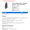 thumbnail image 2 of Front Left Window Switch - Compatible with 2010 - 2013 Kia Forte Sedan 2011 2012, 2 of 2