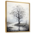 thumbnail image 2 of Designart "Minimalism Grey Tree silence I" Landscape Trees Floater Framed Wall Art Living Room, 2 of 7