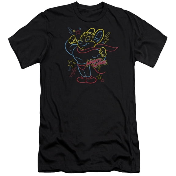 Mighty Mouse Neon Hero Premium Canvas Adult Slim Fit 30/1 T-Shirt Black