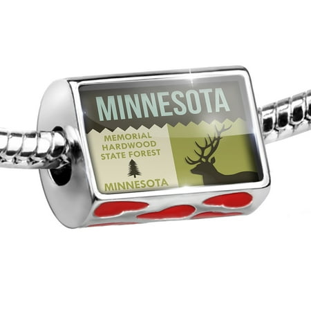 Minnesota State Charm - Bead National US Forest Minnesota Memorial Hardwood State Forest Charm Fits All European Bracelets