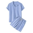 thumbnail image 1 of Mens Casual Solid Color Short Sleeve Turndown Collar Top with Shorts Pant Suit Set for Spring Summer Season, 1 of 8