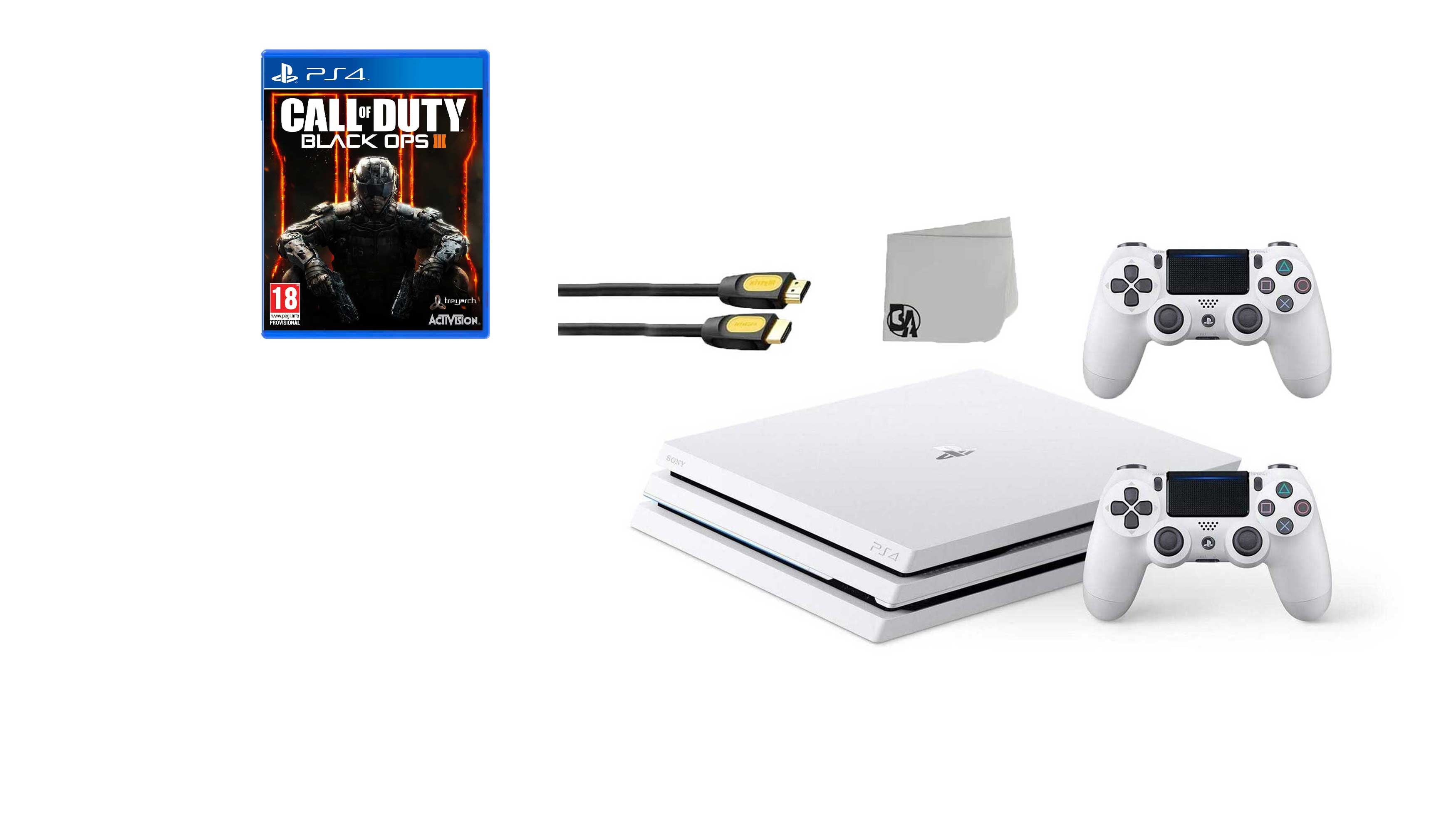 Sony PlayStation 4 Pro Glacier 1TB Gaming White 2 Included with Call Of Duty Ops 3 BOLT AXTION Bundle New - Walmart.com