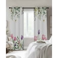 thumbnail image 4 of Pink Tulips Blackout Curtains for Bedroom Living Room Darkening Curtains 54 Inch Long Spring Floral Green Eucalyptus Leaves Short Curtain for Small Window Treatment Insulated Grommet Drapes 52"x54"x2, 4 of 9