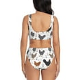 thumbnail image 3 of Wukai Retro Rooster Women's Bikini Set Two Piece,wimsuit High Waisted V Neck Twist Front Adjustable Spaghetti Straps Bathing Suit-XX-Large, 3 of 7
