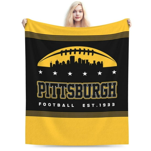 Pittsburgh Football Throw Blanket, Soft Lightweight Plush Warm Blankets For Men Women, Sports Fan Gifts Bed Tapestry for Sofa, Travel, Bed 50"X40"