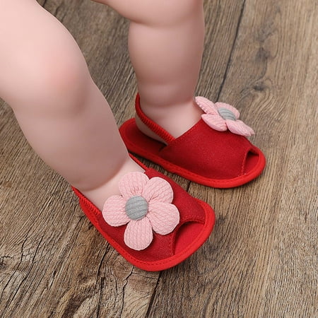 

Bnwani Childs Casual Shoes Flower Solid Color Shoes Girl Kids Shoes Toddler Non-Slip Soft-Soled Summer Shoes Red Size 12