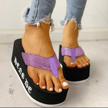 

HIBRO Women Girls Flat Bohemian Style Casual Sandals Beach Shoes Wedges Slippers