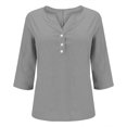 thumbnail image 4 of Outfmvch T-shirts for Women,Cropped T Shirts,Workout Tops for Women,3/4 Sleeve Cotton Linen Blouses Led Top T Shirt Solid Color Comfy Tops 2025 Tunic Top,Quilted Pullover Women,Long Sleeve Tops Gray L, 4 of 9