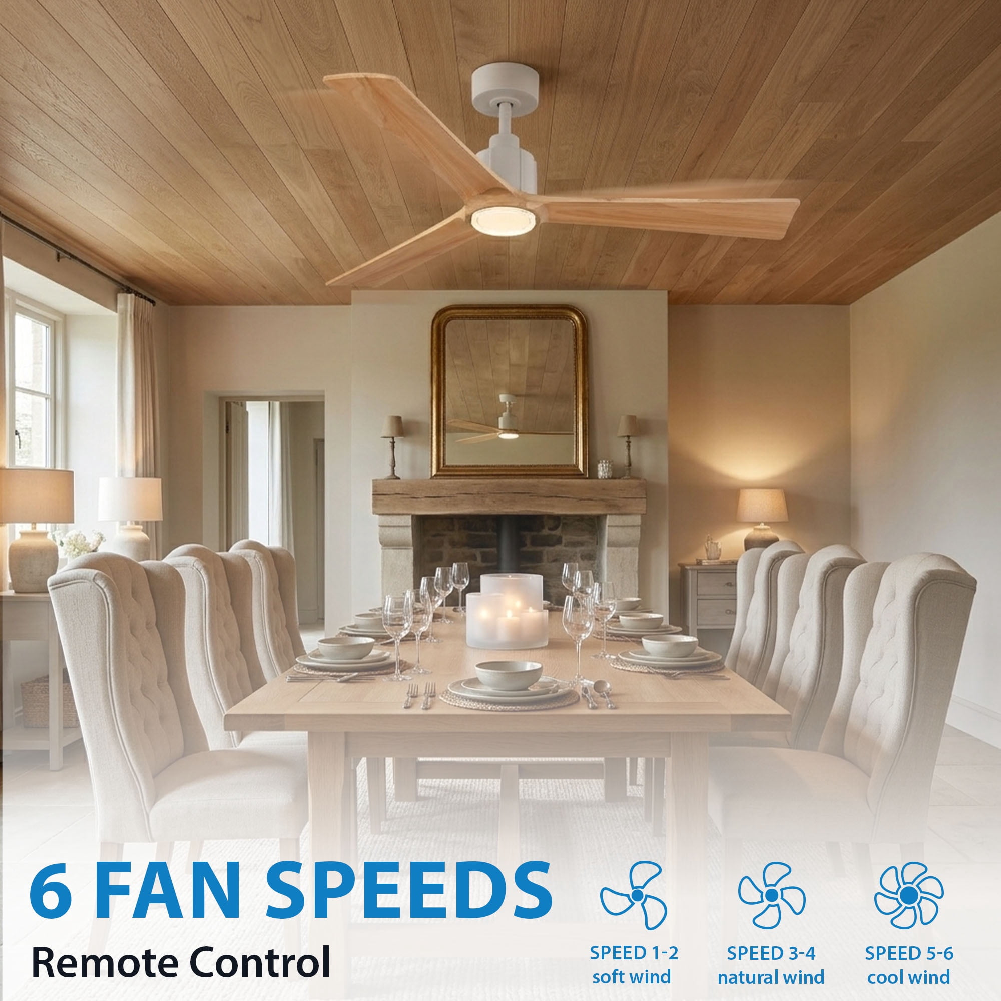 Better Homes & Gardens 52" Zachary Matte White Indoor/Outdoor Downrod Ceiling Fan with Light Kit and Remote Control